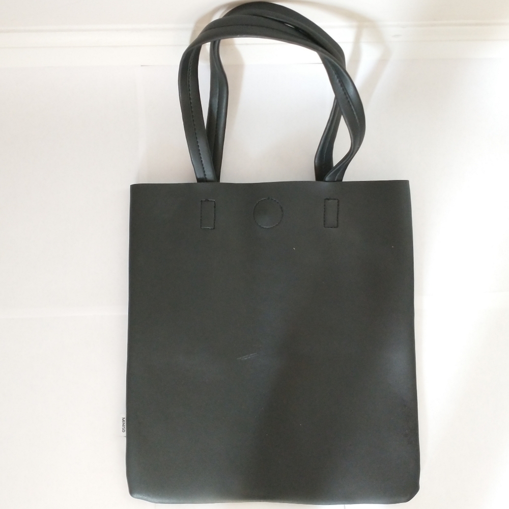MINISOL Faux-Leather Black Tote Bag
